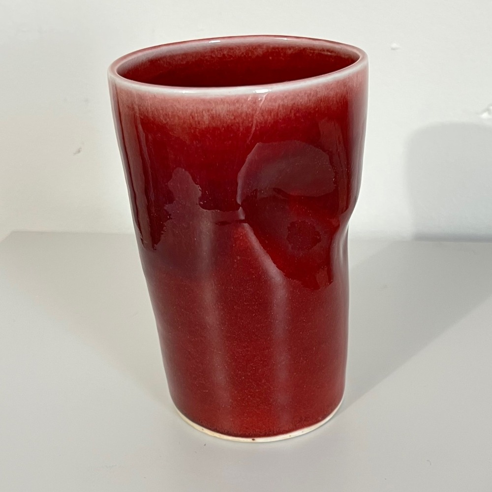 Handmade Ceramic Tumbler Cup Red Glaze Studio Art Pottery 2009 Reading‎